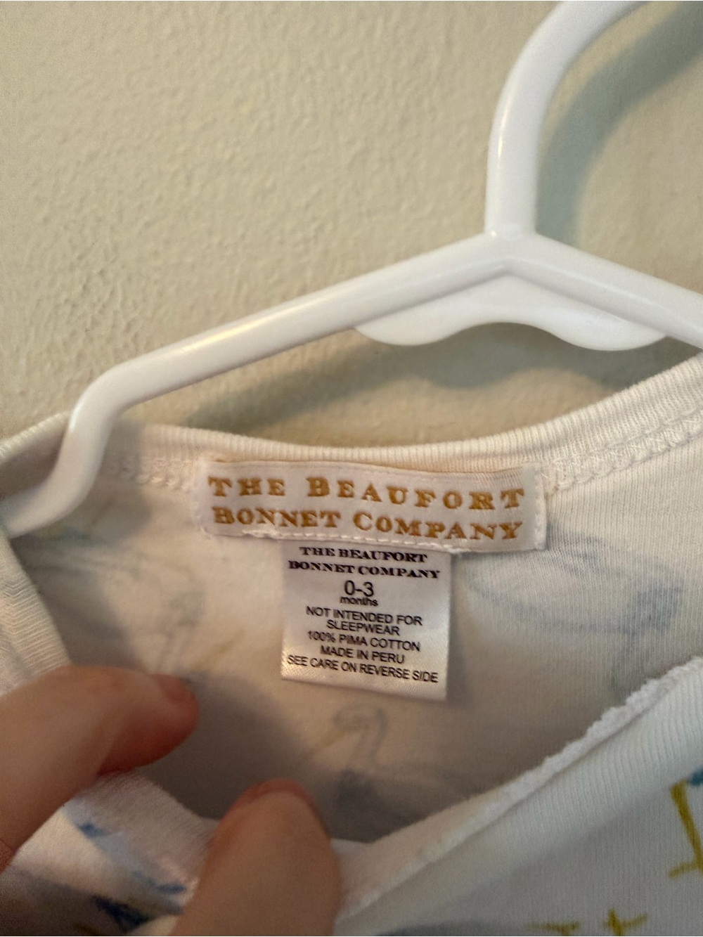 The Beaufort Bonnet Company Baby Gown Pajamas in White with Blue Bird Print - Picture 4 of 4